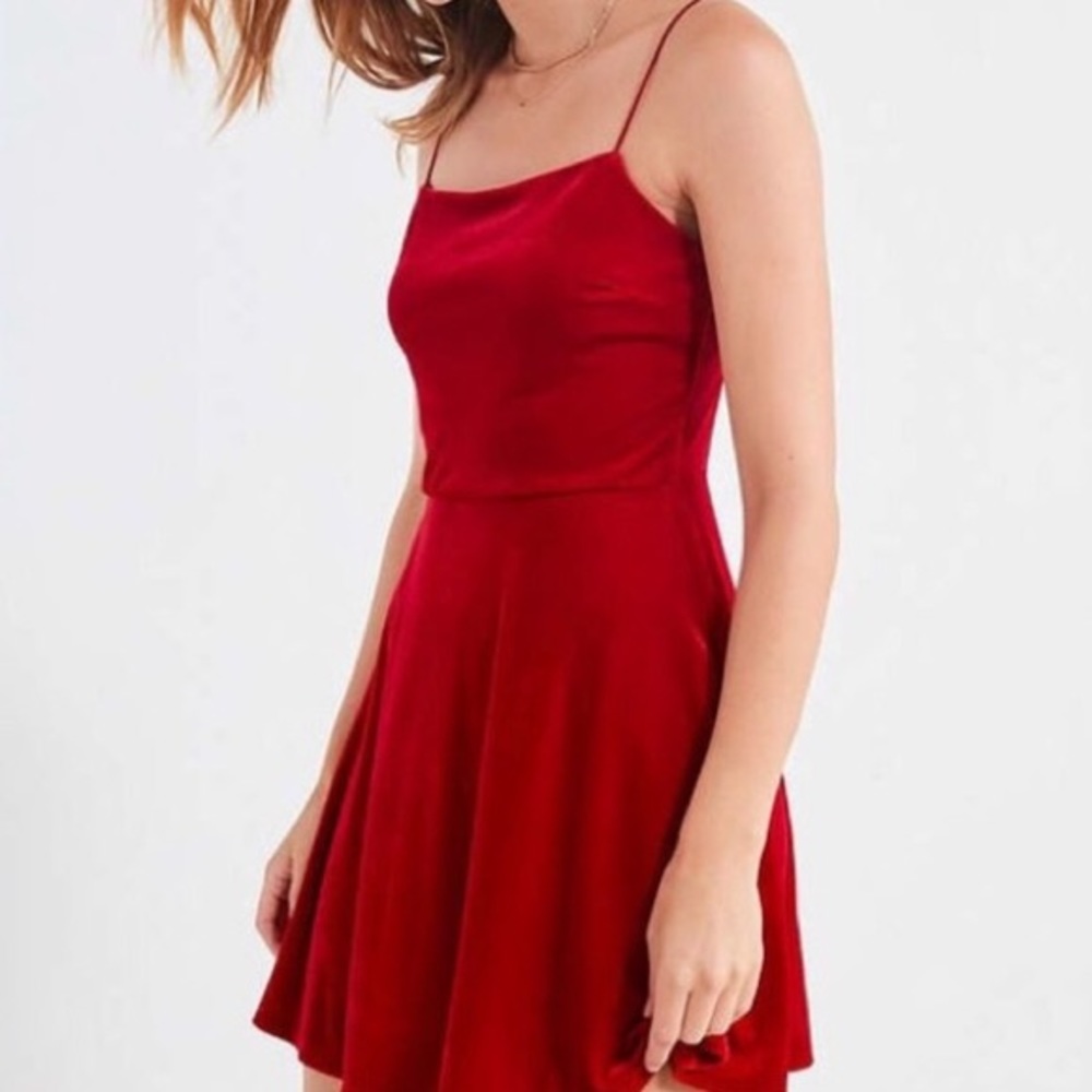 Urban Outfitters Strappy Red Velvet Dress